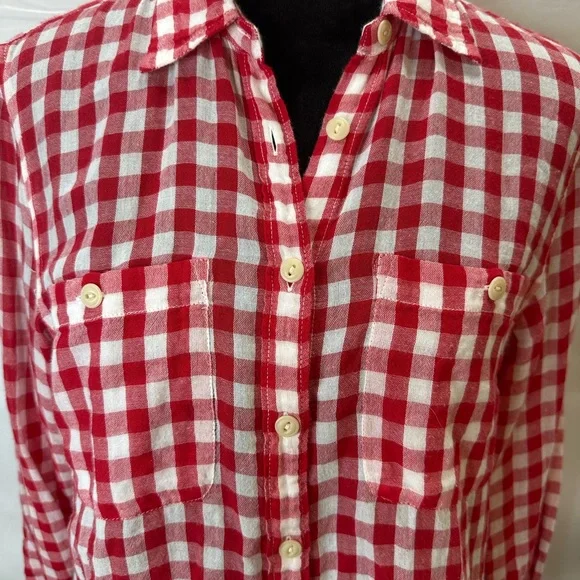 Ralph Lauren Denim and Supply Red/White Gingham long sleeve 💯 cotton Size L - Picture 6 of 13